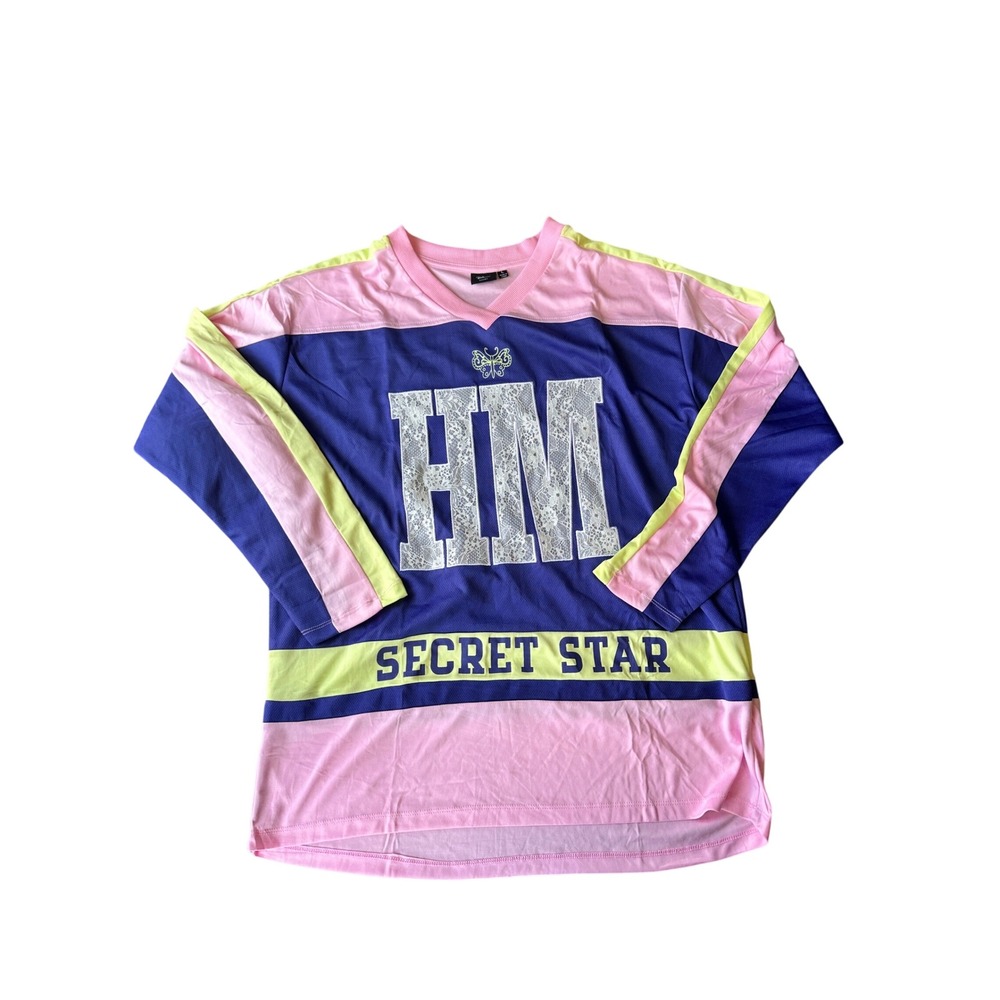 Disney Hannah Montana Secret Star Jersey Womens L Floral Y2K Preppy Sporty